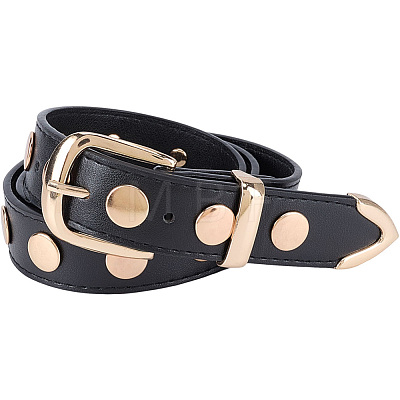 Black PU Imitation Leather Chain Belts AJEW-WH20070-318A-1