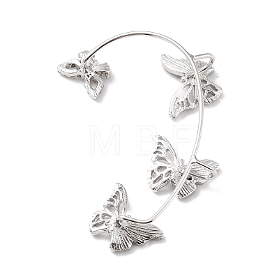 Butterfly Crystal Rhinestone Cuff Earrings for Girl Women Gift EJEW-F275-01B-P-1