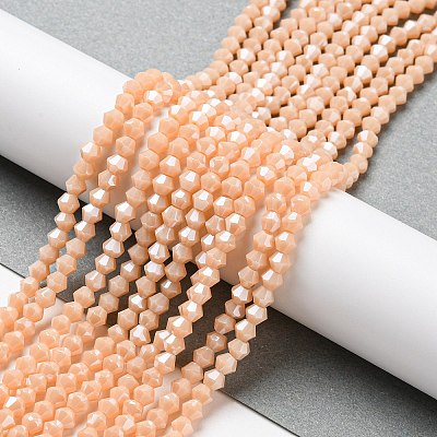 Opaque Solid Color Electroplate Glass Beads Strands GLAA-F029-P4mm-C06-1