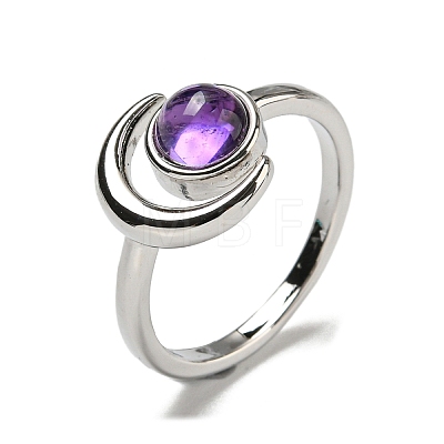 Natural Amethyst Adjustable Rings RJEW-K269-09P-09-1