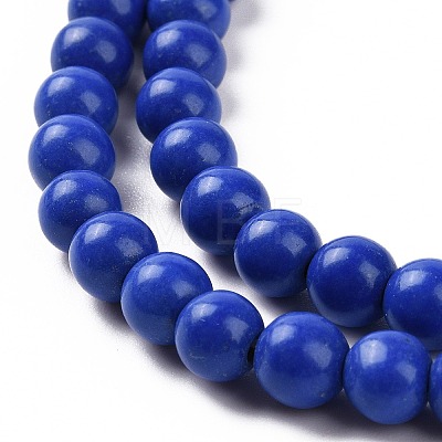 Synthetic Lapis Lazuli Dyed Round Bead Strands G-P070-41-6mm-1-1