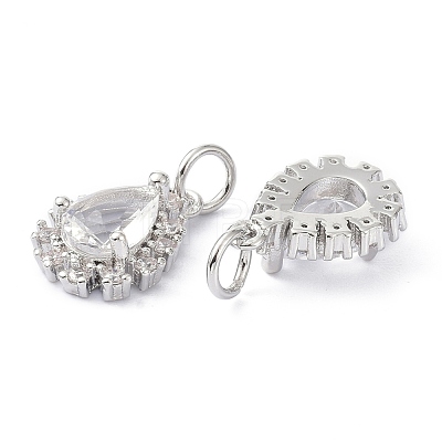 Brass Cubic Zirconia Charms ZIRC-C022-10P-1