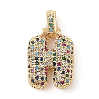 Brass Micro Pave Cubic Zirconia Pendants ZIRC-P121-01G-H-1