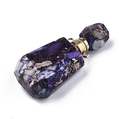 Assembled Synthetic Pyrite and Imperial Jasper Openable Perfume Bottle Pendants G-R481-13B-1