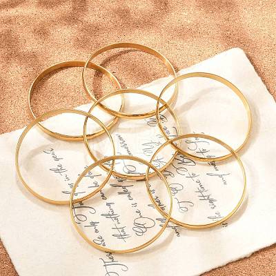 Fashion 201 Stainless Steel Bangle Sets BJEW-L664-024B-G-1-1