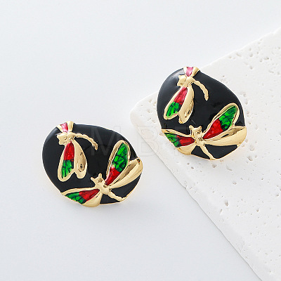 304 Stainless Steel Enamel Stud Earrings for Women FA1255-6-1