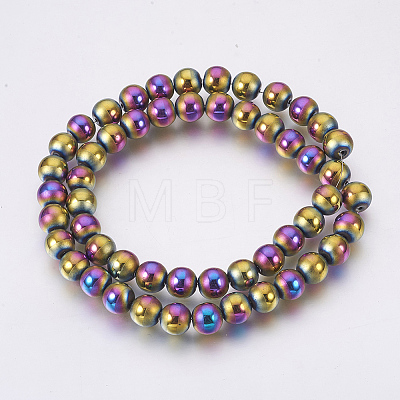Electroplate Non-Magnetic Synthetic Hematite Beads Strands G-F585-C02-8mm-1