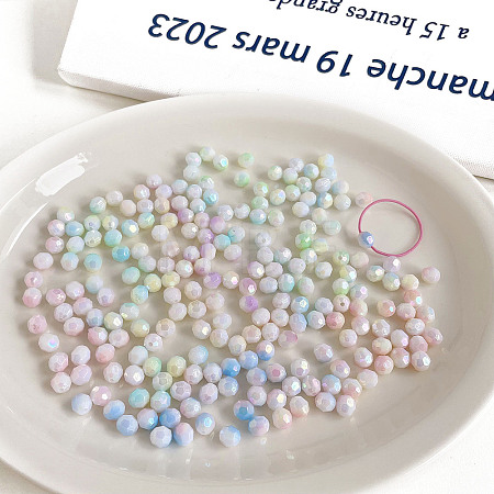 UV Plating Iridescent Acrylic Beads OACR-H038-29-1