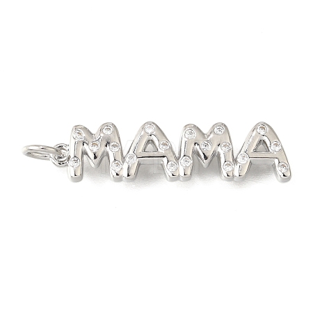 Mother's Day Brass Micro Pave Cubic Zirconia Pendants KK-V007-26P-1