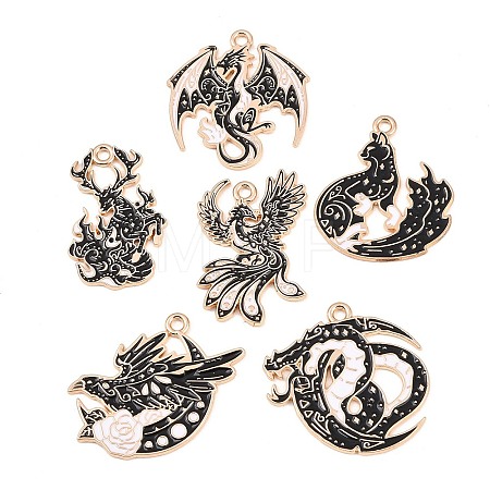 6Pcs 6 Styles Alloy Enamel Pendants ENAM-L054-03KCG-1