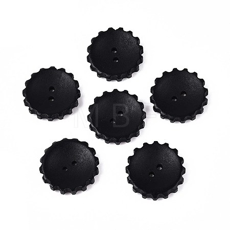 Spray Painted Natural Wood Buttons WOOD-T032-34E-1