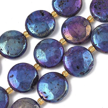 Electroplated Natural Druzy Geode Crystal Beads Strands G-G459-04G-1