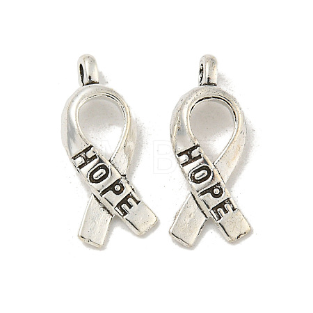 Awareness Ribbon Hope Tibetan Style Alloy Pendants TIBEP-R344-11AS-LF-1