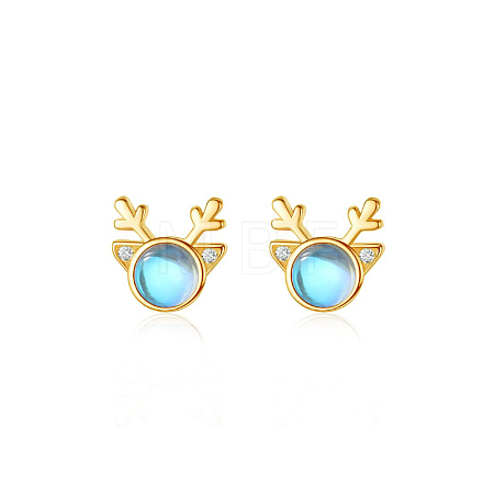 925 Sterling Silver Clear Cubic Zirconia Deer Head Stud Earrings FS-WG3413F-02-1