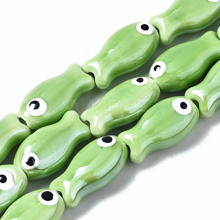 Handmade Porcelain Ceramic Beads Strands PORC-T006-03E-1