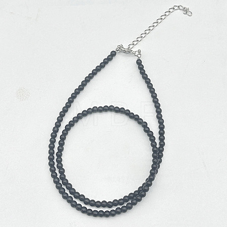 Vintage Unisex Natural Obsidian Beaded Necklaces FL7181-1-1