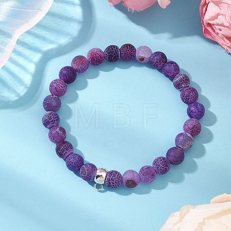 Natural Weathered Agate Beads Stretch Bracelets for Women BJEW-JB11412-02-1