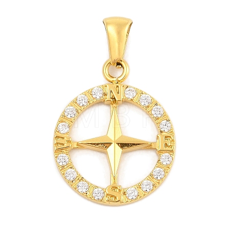 Ion Plating(IP) 304 Stainless Steel Micro Pave Cubic Zirconia Pendants STAS-D112-03G-01-1