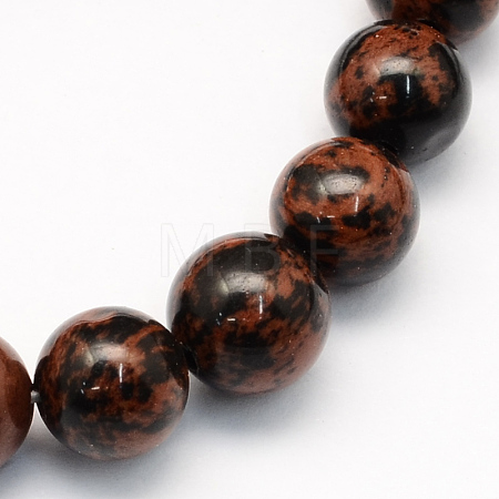 Natural Mahogany Obsidian Round Beads Strands X-G-S163-8mm-1