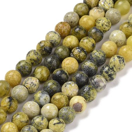 Natural Yellow Turquoise(Jasper) Beads Strands G-Q462-6mm-22-1