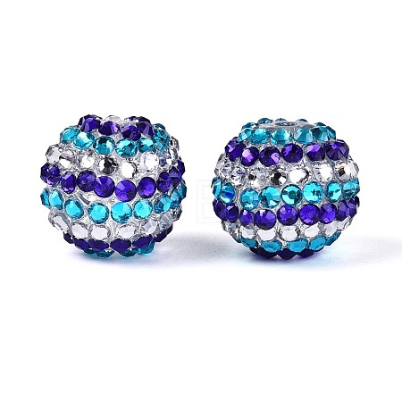 Acrylic with Resin Rhinestone Beads OACR-T030-21A-1