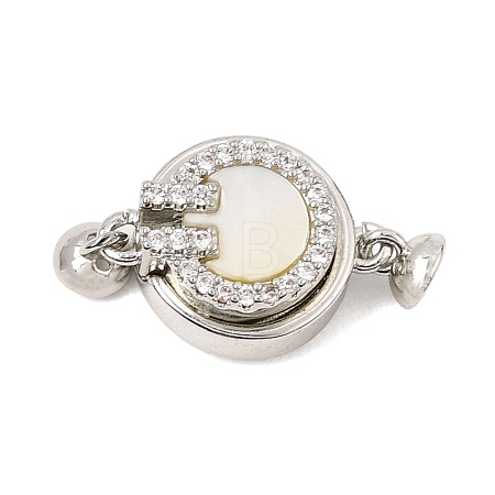 Brass Micro Pave Clear Cubic Zirconia Magnetic Clasps KK-C066-22P-1