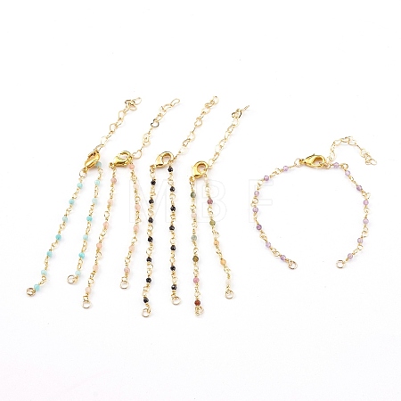 Natural Mixed Stone Handmade Beaded Chains Bracelet Making AJEW-JB00907-1