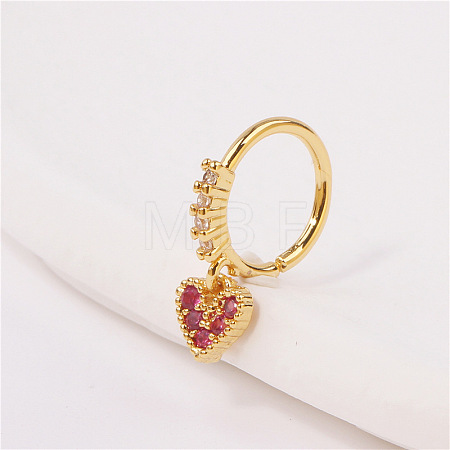 Brass Micro Pave Clear Cubic Zirconia Dangle Hoop Nose Rings FS-WG904D6-05-1