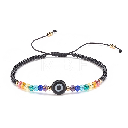 Lampwork Evil Eye & Glass Beaded Bracelet BJEW-JB08367-04-1