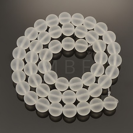 Frosted Transparent Round Glass Beads Strands FGLA-P002-8mm-03-1