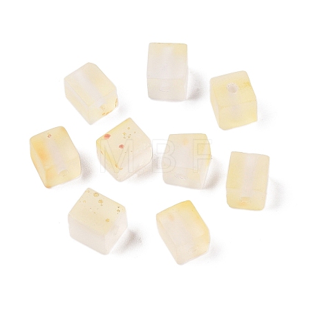Frosted Glass Beads with Golden Glitter Powder DGLA-NH001-6mm-01A-1