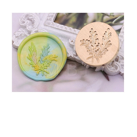 Round Golden Tone Wax Seal Brass Stamp Head PW-WG44736-18-1