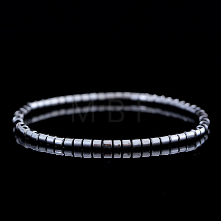 Synthetic Non-magnetic Hematite Beads Stretch Bracelets for Men PE4341-1