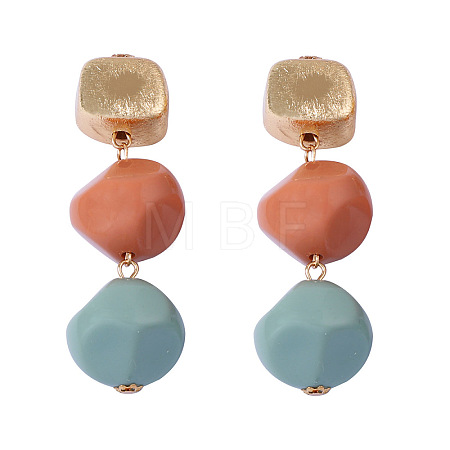 Alloy Resin Stud Dangle Earrings for Women WG480A2-01-1