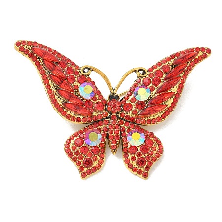 Butterfly Antique Golden Zinc Alloy Rhinestone Brooches JEWB-R051-01AG-02-1