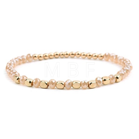 Narual White Jade & Synthetic Non-magnetic Hematite Beads Stretch Bracelets for Women KP6261-10-1