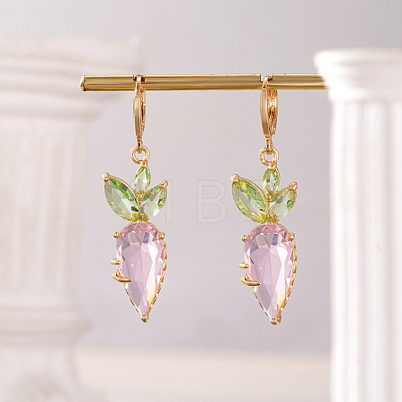 Brass Cubic Zirconia Dangle Earrings FS-WGE833D-02-1