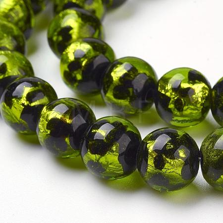Handmade Silver Foil Lampwork Beads Strands FOIL-L016-A02-1