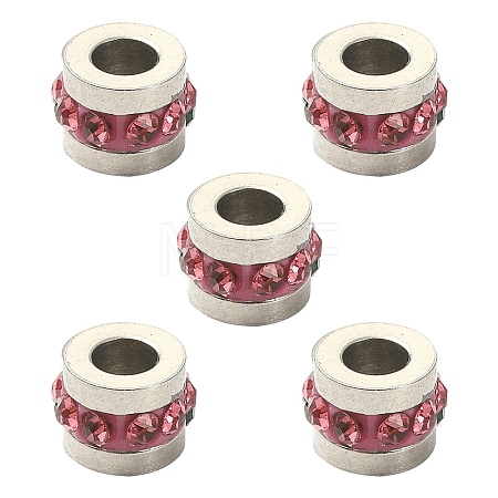 201 Stainless Steel Polymer Clay Rhinestone Inlaid Beads RB-YW0001-11G-1