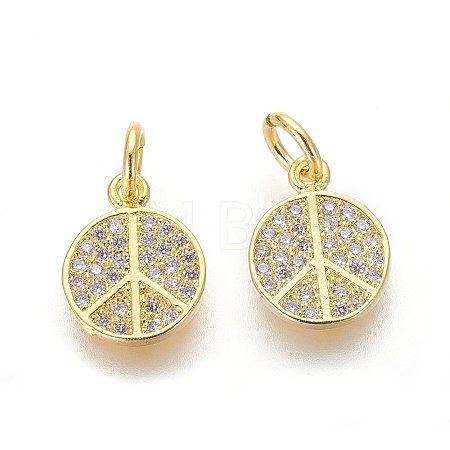 Brass Micro Pave Cubic Zirconia Charms X-ZIRC-J021-02G-RS-1