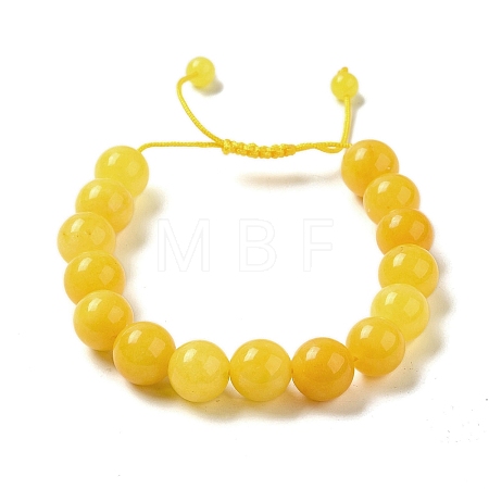 12.5mm Round Dyed 12.5mm Round Natural White Jade Imitation Beeswax Braided Bead Bracelets for Women Men BJEW-C060-01A-1