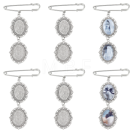 DIY Blank Oval Alloy Brooches DIY Making Kits JEWB-AB00024-1