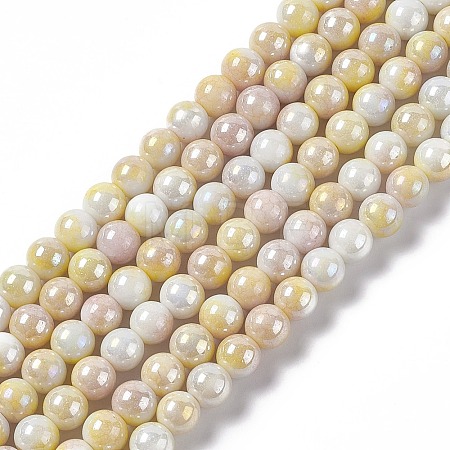 Electroplated Glass Beads Strands GLAA-C023-01F-1