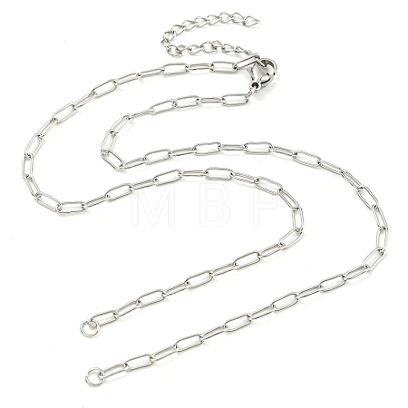 Tarnish Resistant 304 Stainless Steel Paperclip Chains Necklace Makings AJEW-P119-05P-1