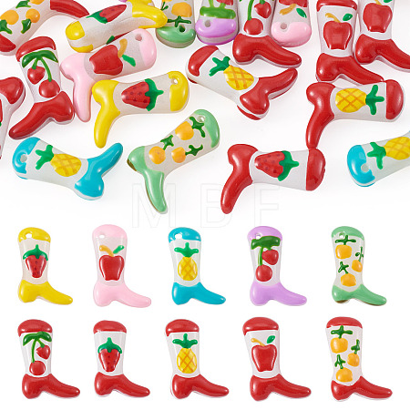20Pcs 10 Styles Fruit Theme Boot Baking Paint Glass Enamel Beads LAMP-TA0002-78C-1