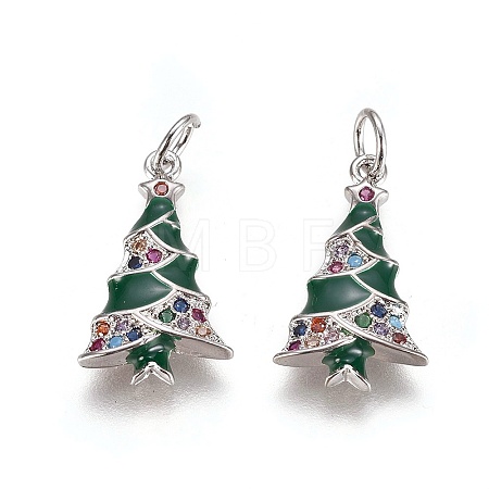 Brass Cubic Zirconia Pendants ZIRC-I028-02P-1