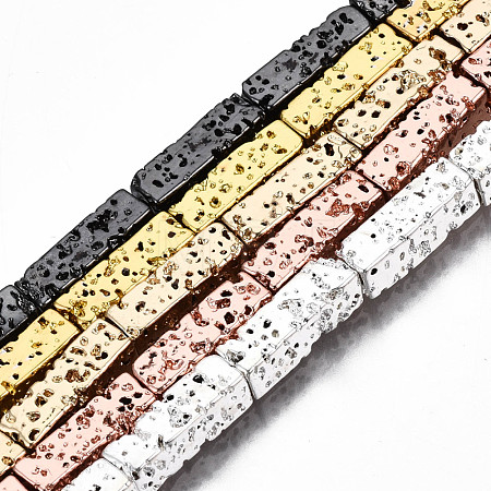 Electroplated Natural Lava Rock Beads Strands G-T114-63-1