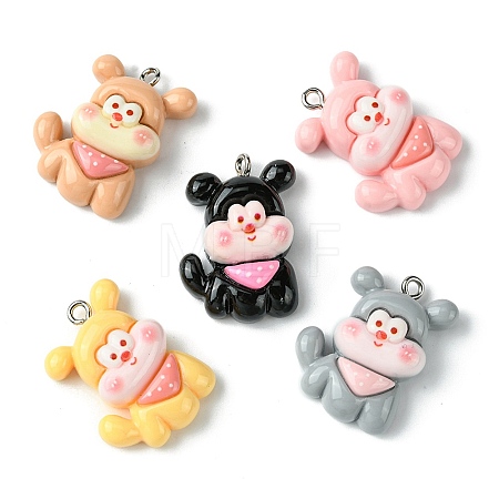 5Pcs 5 Colors Opaque Resin Pendants RESI-FS0001-67A-1