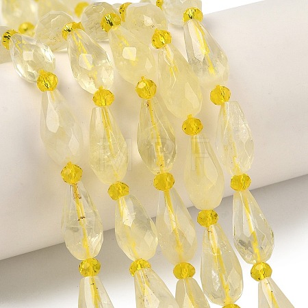 Natural Lemon Quartz(Heated) Beads Strands G-G453-F07-8x16mm-1