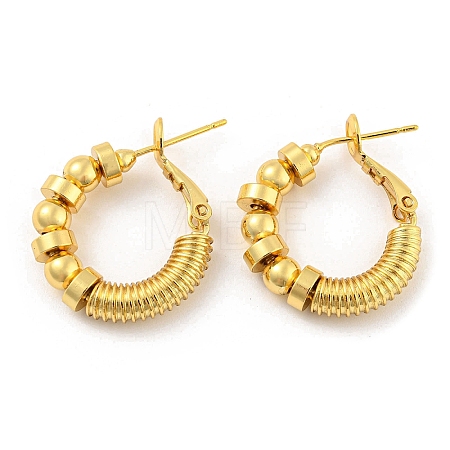 Rack Plating Brass Flat Round Beaded Hoop Earrings EJEW-K263-13G-1